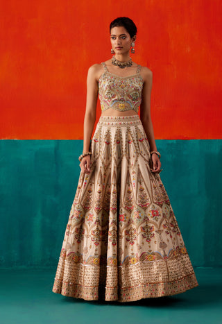 Ivory floral embroidery lehenga set