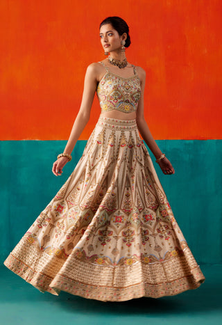 Ivory floral embroidery lehenga set