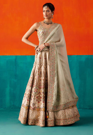 Ivory floral embroidery lehenga set