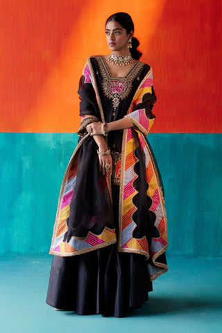 Black embroidery kurta and sharara set