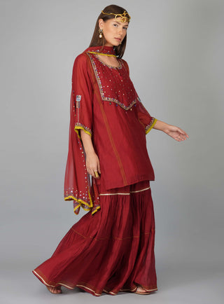 Garnet flower sequin garnet gharara set