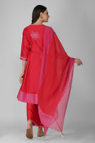 Red starry rose two-tone angrakha set