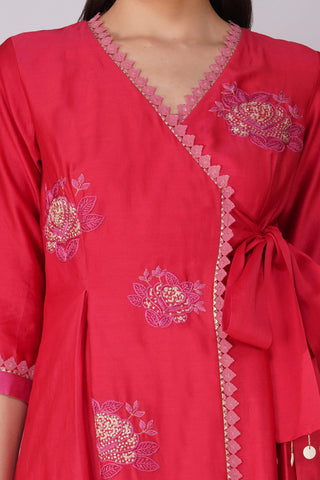 Red starry rose two-tone angrakha set