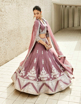 Rose pink global indian lehenga set