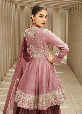 Rose pink royal reminiscence sharara and kurta set