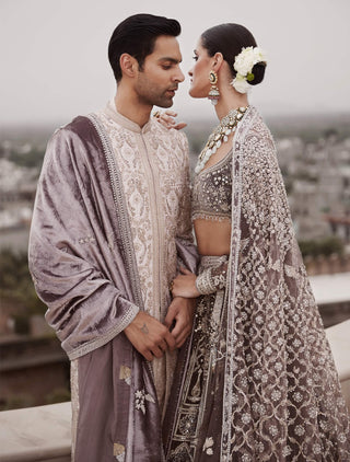 Beige royal amanbagh sherwani set