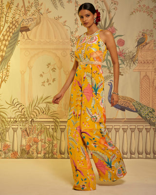 Amber yellow floral jumpsuit