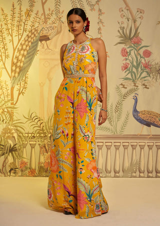 Amber yellow floral jumpsuit