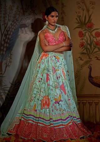 Gulzar aqua lehenga set