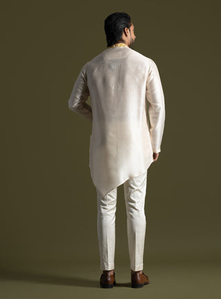 Cream asymmetric kurta and pants