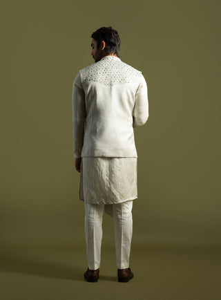 Gray bandi jacket and asymmetric kurta set