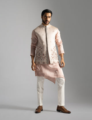 Dusty pink nehru jacket and kurta set