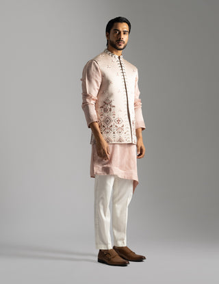 Dusty pink nehru jacket and kurta set