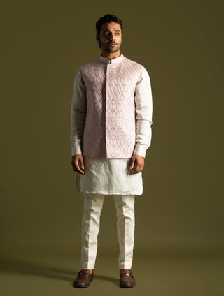 Dusty pink nehru jacket and kurta set