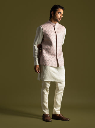 Dusty pink nehru jacket and kurta set