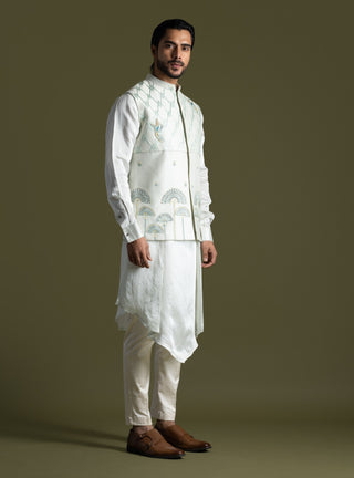 Ice blue nehru jacket and kurta set