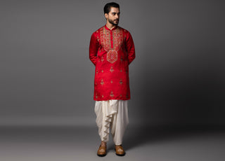 Red crimson enamel kurta set