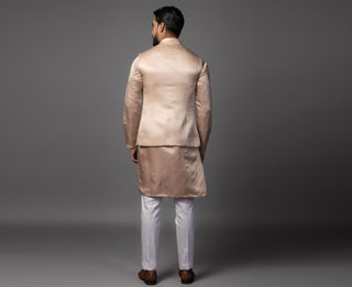 Pink kasuti butterfly nehru jacket with kurta and pajama