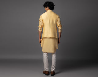 Yellow ram sita nehru jacket with kurta and pajama