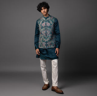 Kasuti meenakari nehru jacket with kurta and pajama