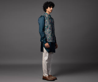 Kasuti meenakari nehru jacket with kurta and pajama