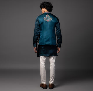 Kasuti meenakari nehru jacket with kurta and pajama