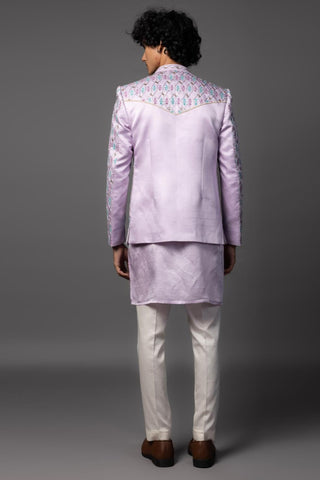 Lilac jacket with kurta and pajama