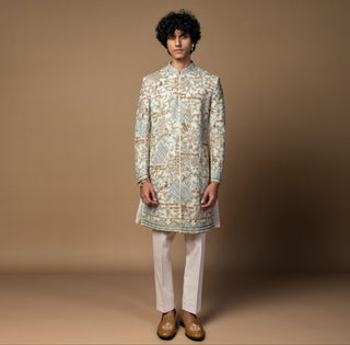 Ivory bageecha sherwani set