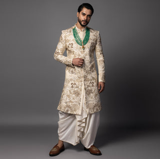 Ivory rainforest sherwani set