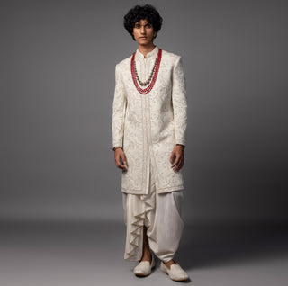 Ivory pichwai sherwani set