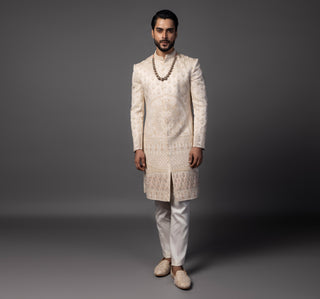 Peach barkah sherwani set