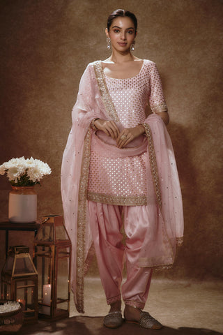 Blush pink & gold kurta salwar set