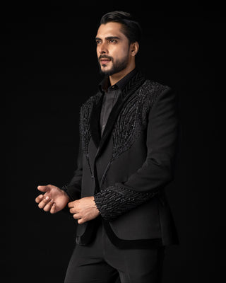 Black bird tuxedos with black trouser