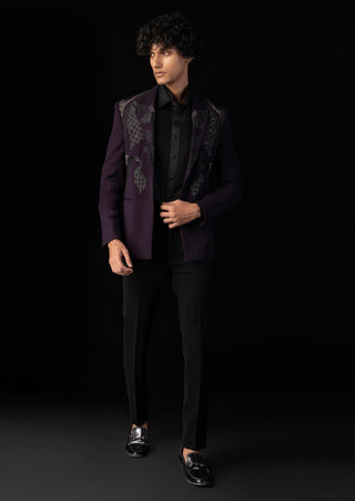 Purple bloom open tuxedos with black trouser