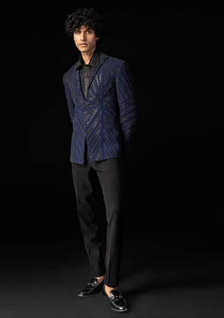 Blue linear tuxedos with black trouser