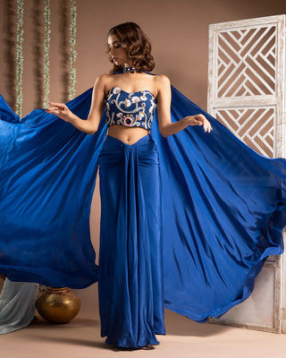 Royal blue drape corset set