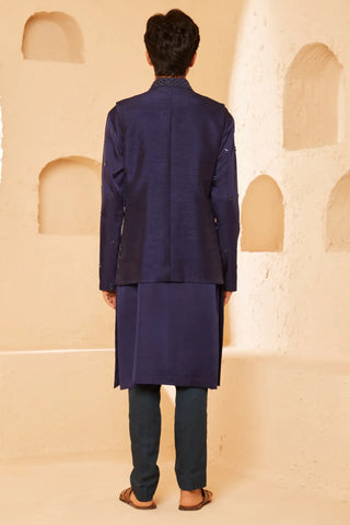 Midnight blue waist-coat set