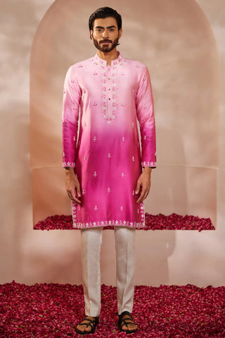 Fuschia pink ombre kurta set