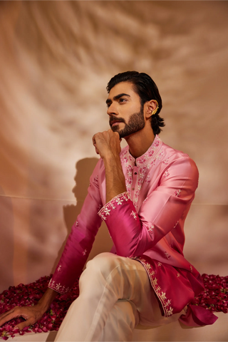 Fuschia pink ombre kurta set