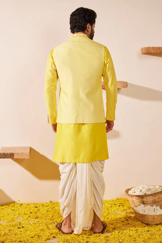 Lime yellow waist coat set