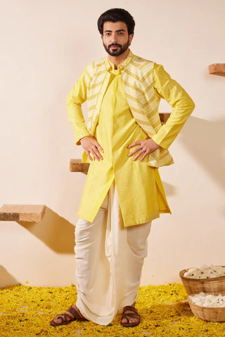 Lime yellow waist coat set