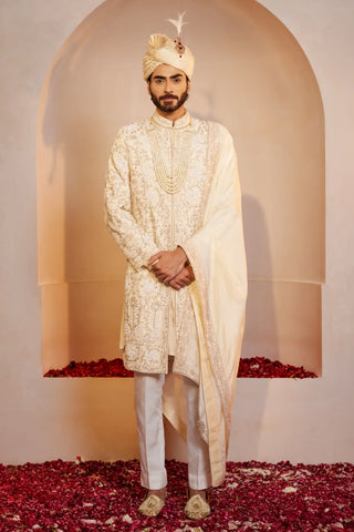 Ivory sherwani set