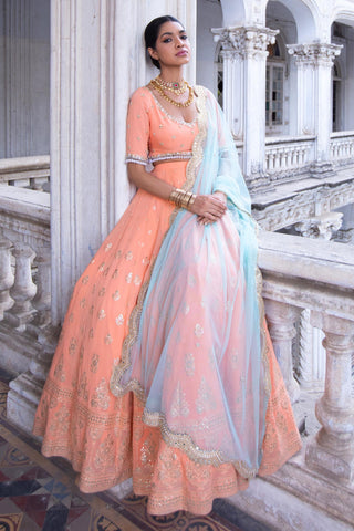 Tangerine gota lehenga set