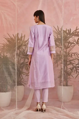 Purple sequin gathered kurta set