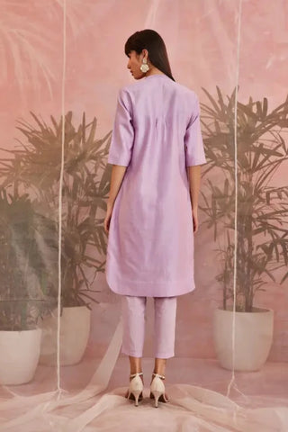 Purple sequin front slit kurta set