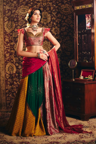 Multicolor panchali lehenga