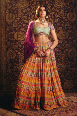 Multicolor shakuntala lehenga