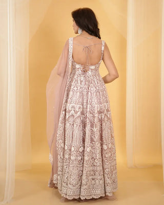 Pink mughal anarkali set