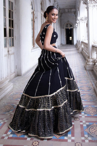 Midnight black gota lehenga set