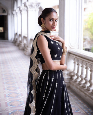 Midnight black gota lehenga set